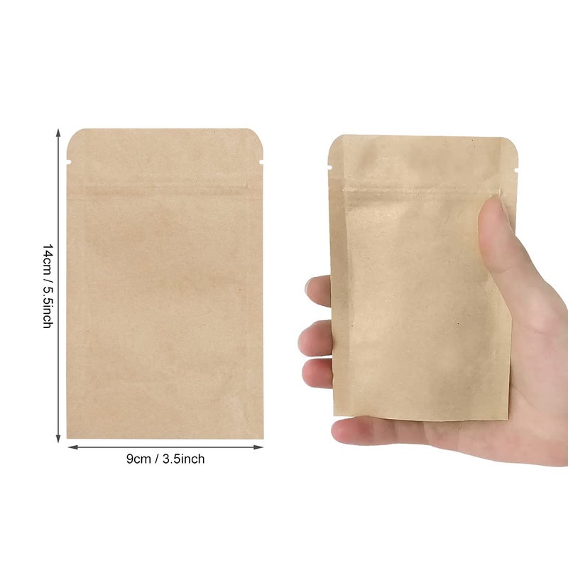 SumDirect Kraft Stand Up Pouches - 50 Pack 3.5x5.5 Inch Zipper Food Storage Reusable Bags with Foil Lined for Home or Business - Image 2